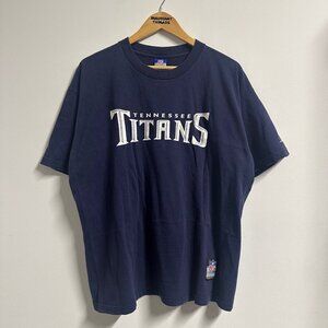 Y2K Tennessee Titans Reebok Spell Out T-shirt Navy Blue Mens Size Large